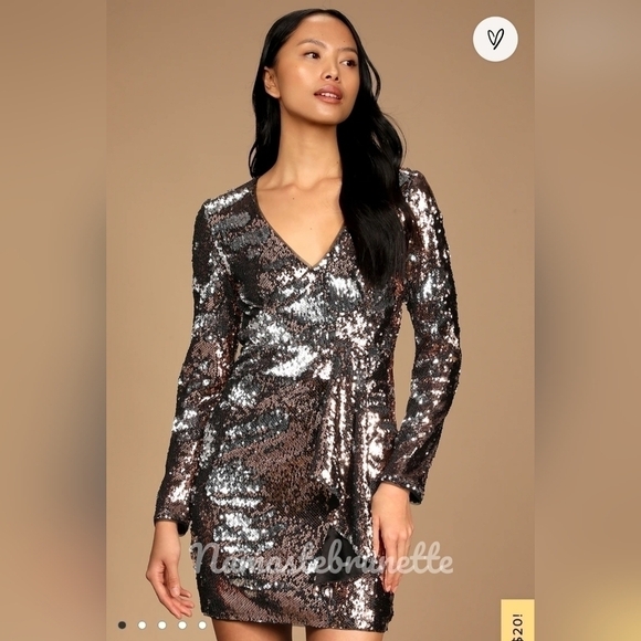 Nwt Lulu's XS Rose Gold Multi Reversible Sequin Mini Dress - Picture 7 of 17